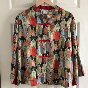 Natori silk printed kimono top